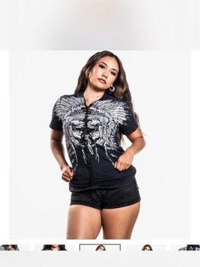 Buckle - Affliction Tribal Scream Short-Sleeve Lace-Up Tee S LIKE NEW